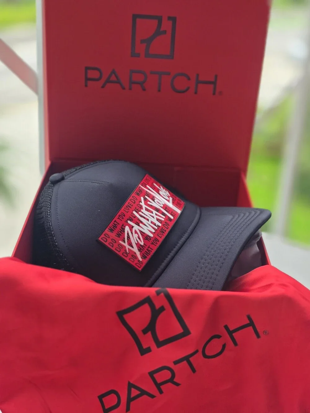 PARTCH - Black & Red Logo Mesh Trucker Hat